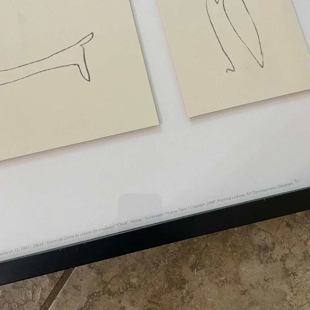 Pablo Picasso Animal Line Drawings Framed Print Set Flamingo Sausage Dog Horse